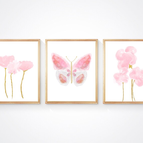 Pink Butterfly Wall Decor Butterfly Artwork Girl Room Decor Etsy