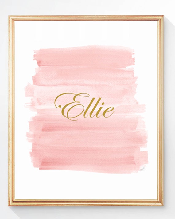 Blush Brushstrokes Print with Gold Name, 8x10