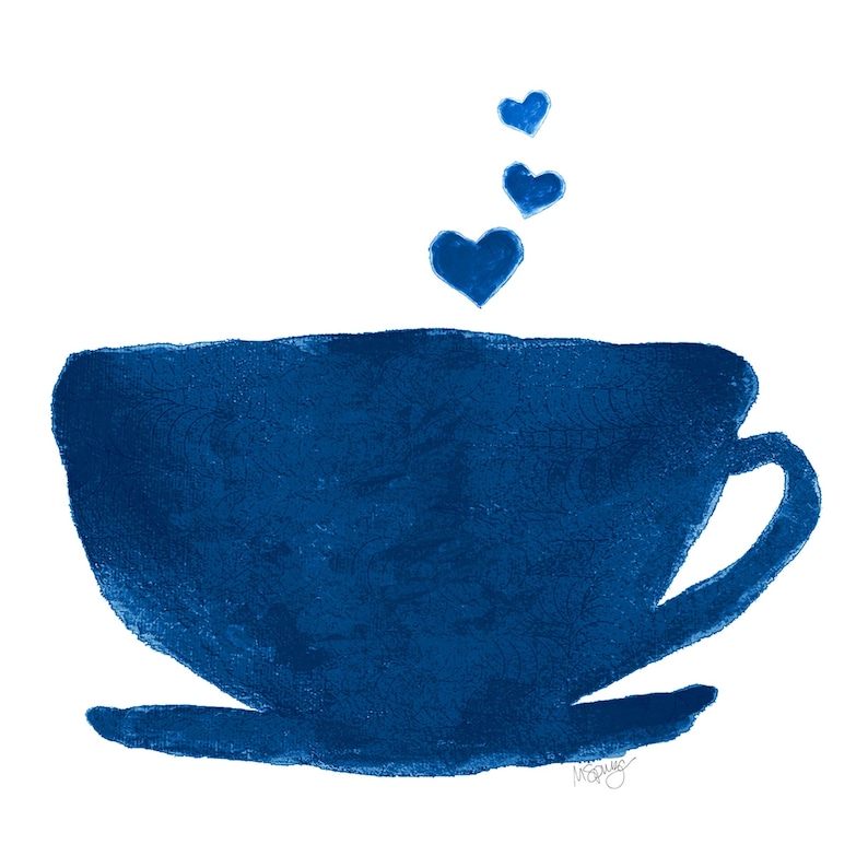 Retro Kitchen Art Coffee Print Navy Kitchen Wall Decor Etsy