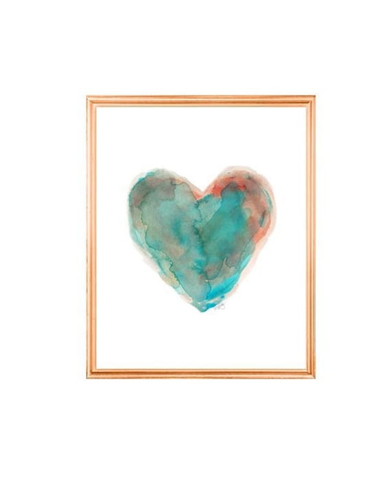 Southwestern Turquoise Heart Print, 5x7, 8x10