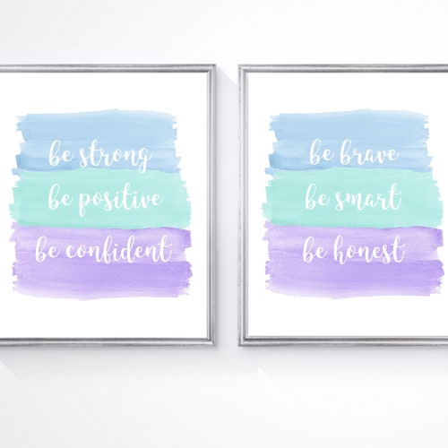 Lot de 2 imprimés inspirants pour filles, confiance en soi et citations positives, art mural de chambre d'adolescent, décoration de chambre de fille inspirante, art motivant pour fille