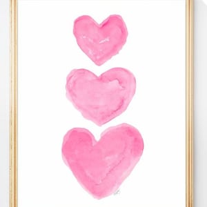 Pink Nursery Art, Watercolor Heart, Pink Watercolor Heart, Pink Nursery Decor, Baby Girl Nursery Art, Baby Girl Gift, Girls Wall Art Hot Pink