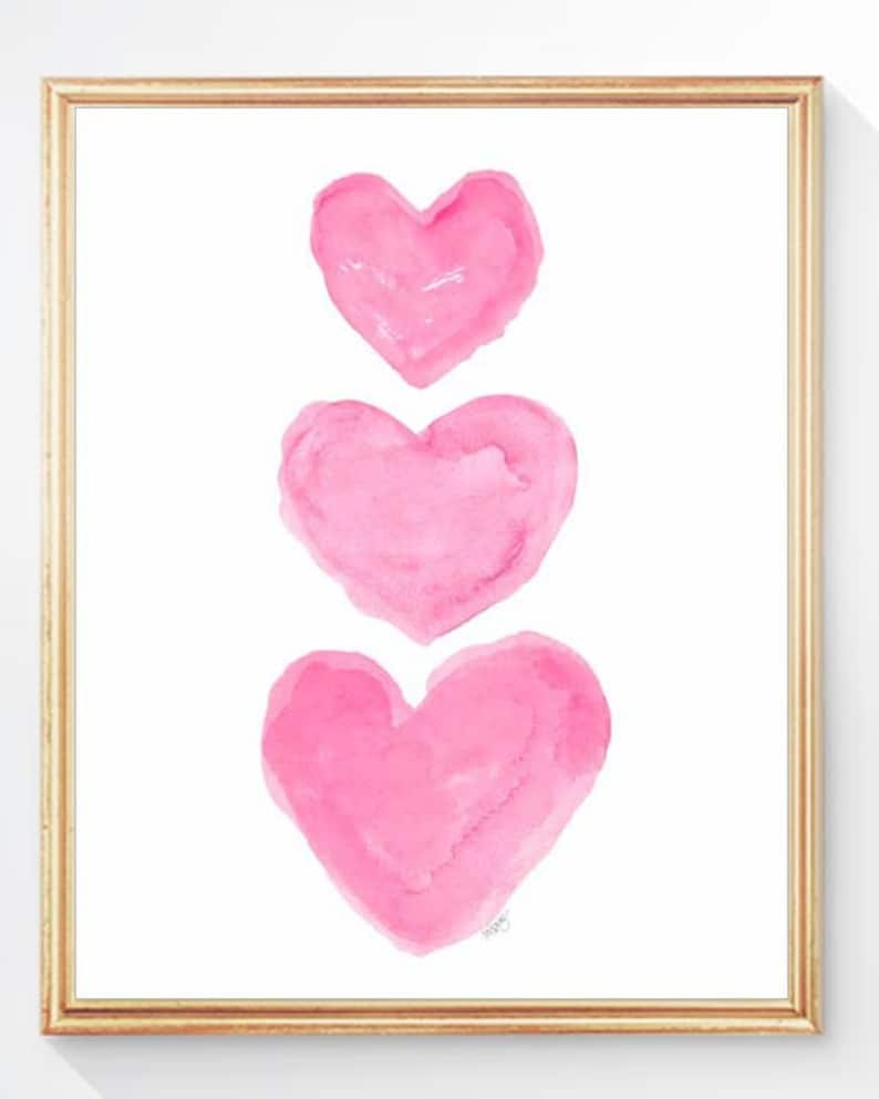 Pink Nursery Art, Watercolor Heart, Pink Watercolor Heart, Pink Nursery Decor, Baby Girl Nursery Art, Baby Girl Gift, Girls Wall Art Hot Pink