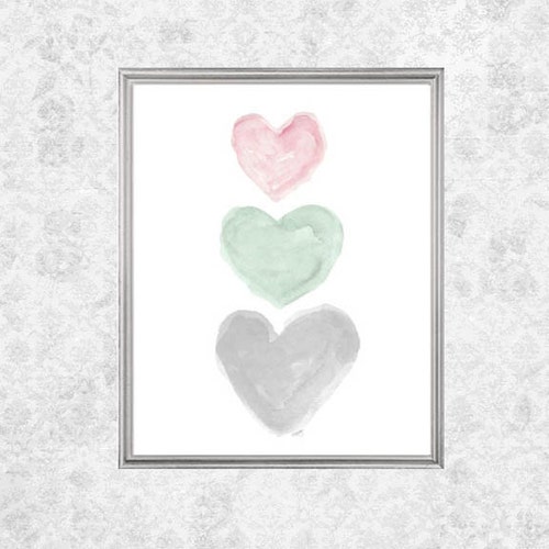 Pink Mint and Gray Nursery Pink and Mint Nursery Art 8x10 Etsy