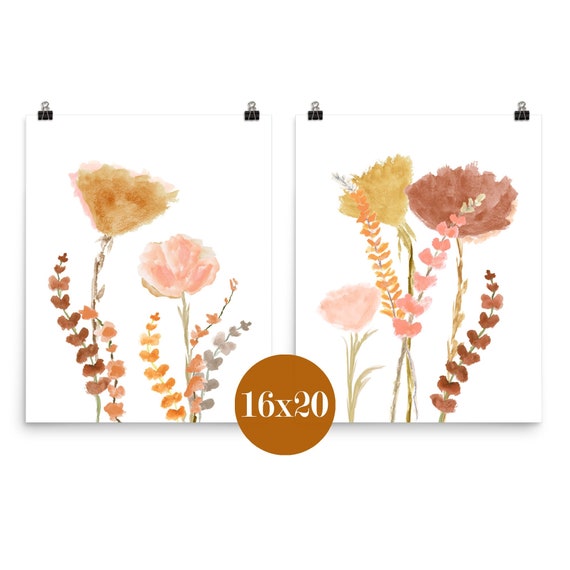 Natural Wall Decor, Set of 2-16x20 Floral Farmhouse Prints