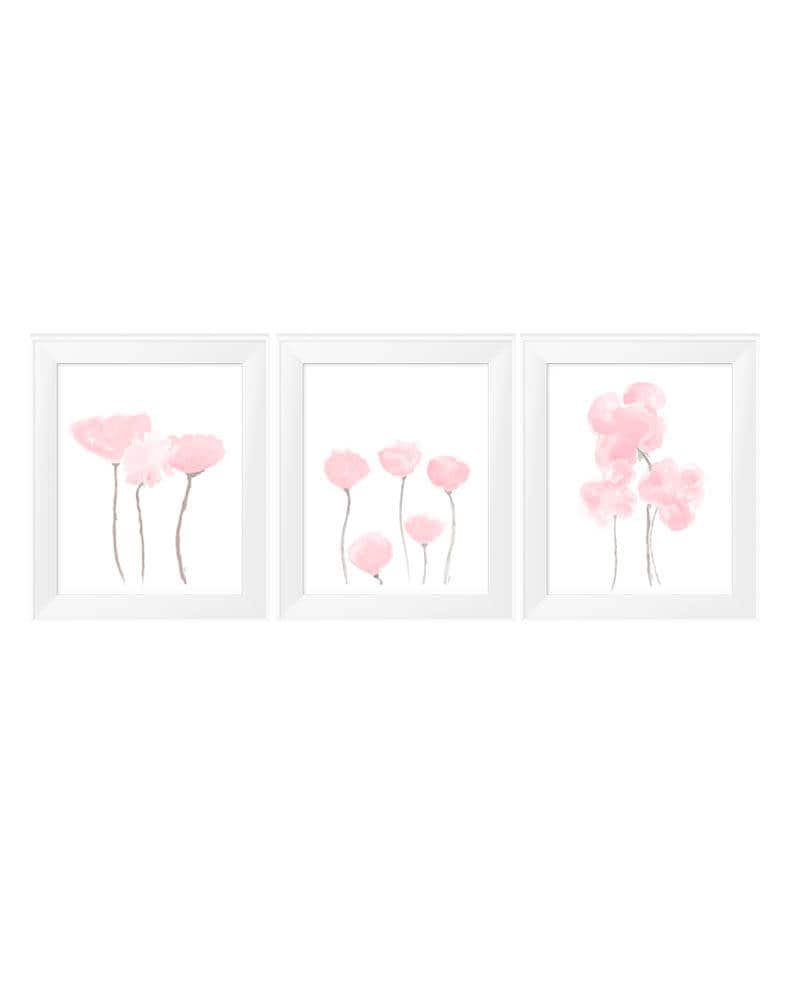 Floral Wall Art Pink Pale Pink Artwork Pink Flower Prints Etsy