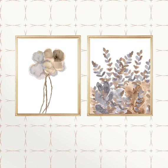 Farmhouse Wall Decor, Set of 2-8x10 Watercolor Flower Prints