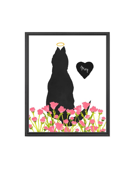 Cat in Flower Garden Personalized Memorial Gift