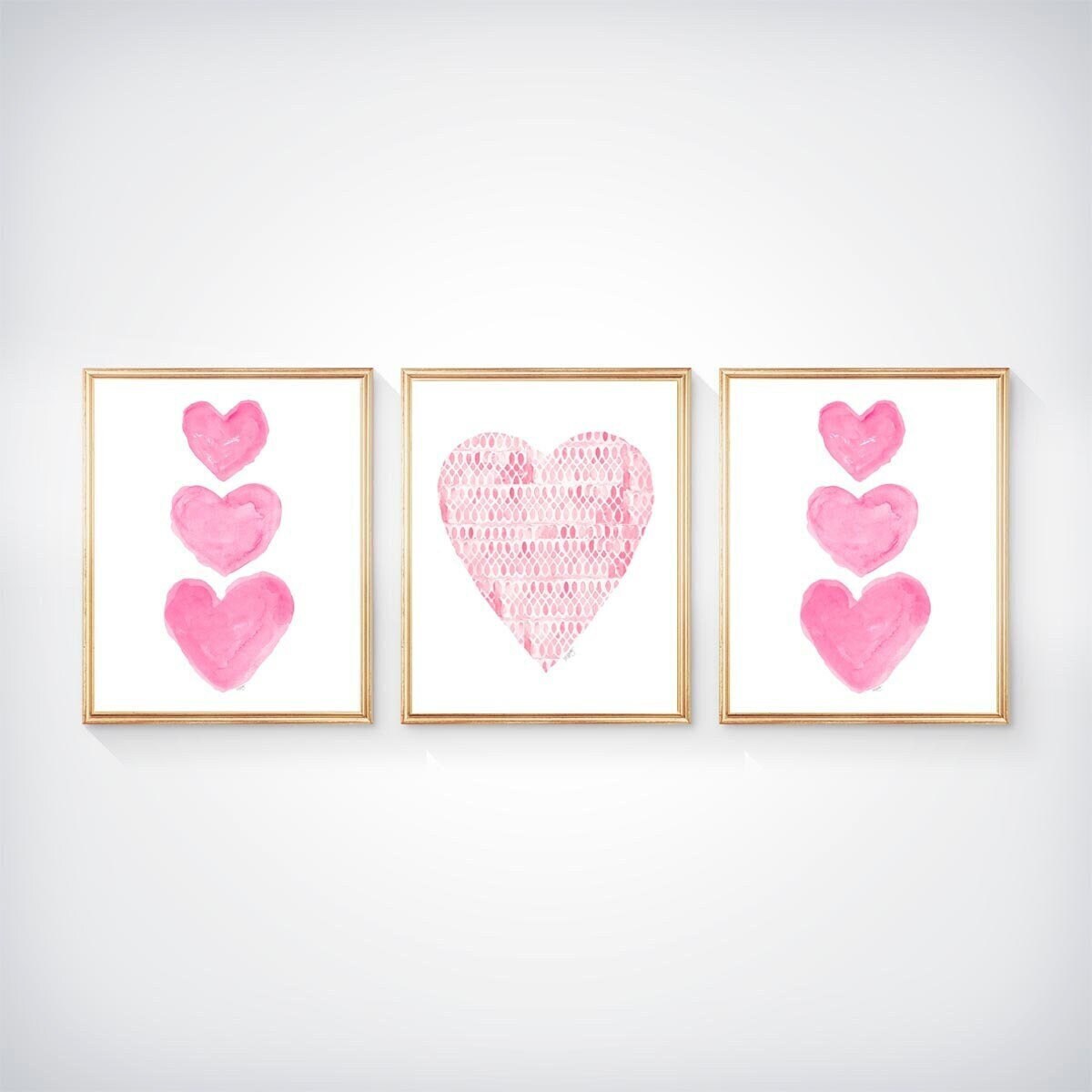 Girls Three- Piece Gradient Heart Graphic Set in Pink/Peach (7-12