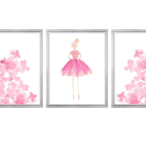 Prima Ballerina and Flowers Prints, Set of 3