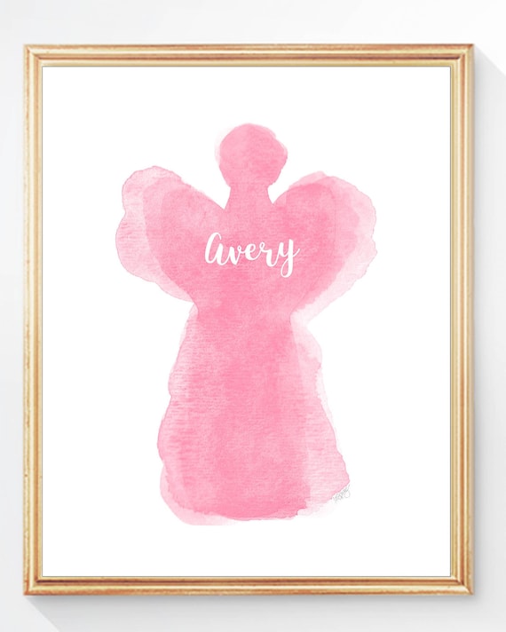 Children's Guardian Angel, 5x7, 8x10 Watercolor, Print