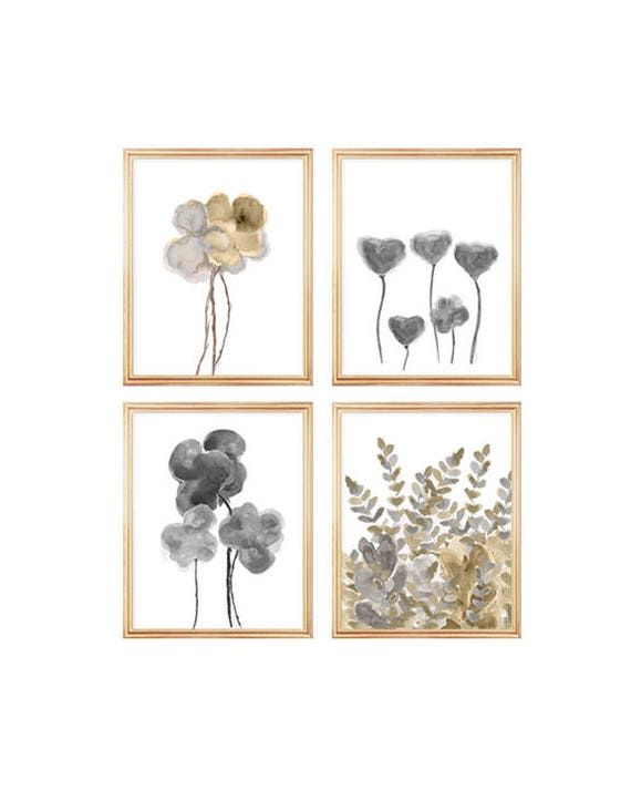 Natural Wall Decor Flower Prints 8x10 Set of 4 Neutral | Etsy