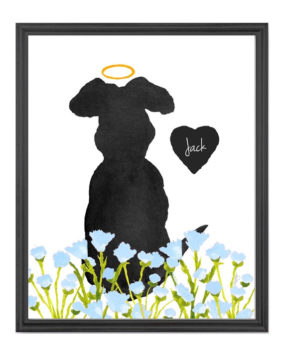 Dog in Flower Garden Personalized Print