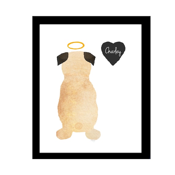 Pug Memorial; Personalized Pug Print with Name
