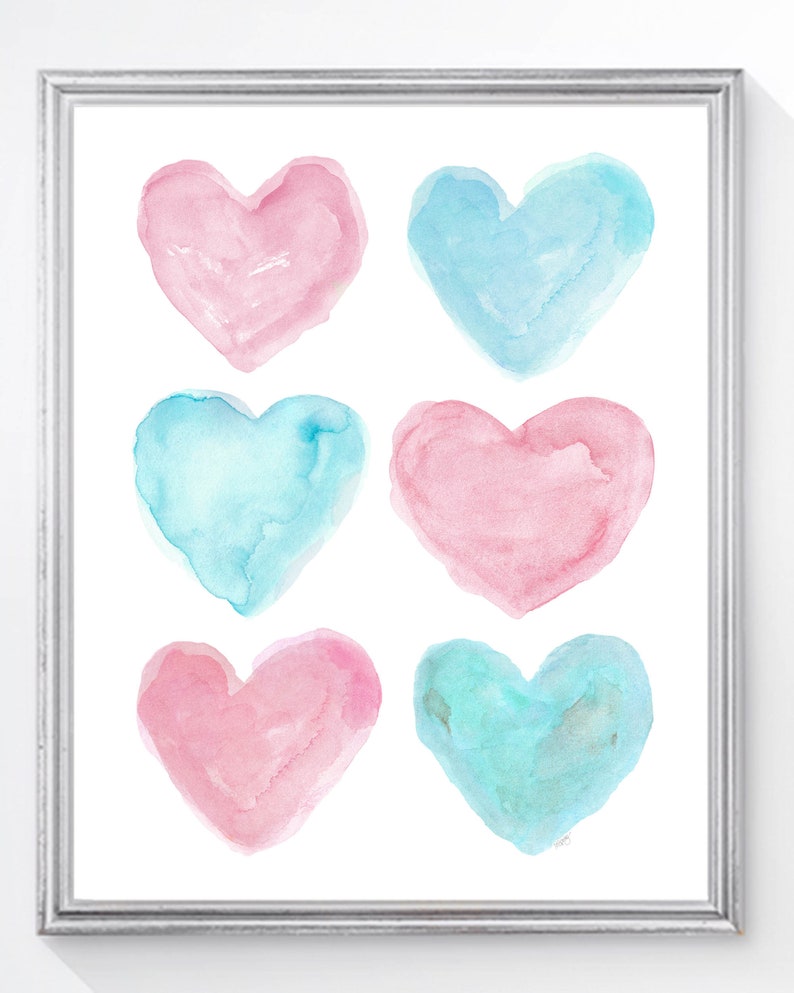 Pink Room Decor Pink Wall Art Pink Nursery Art Heart | Etsy