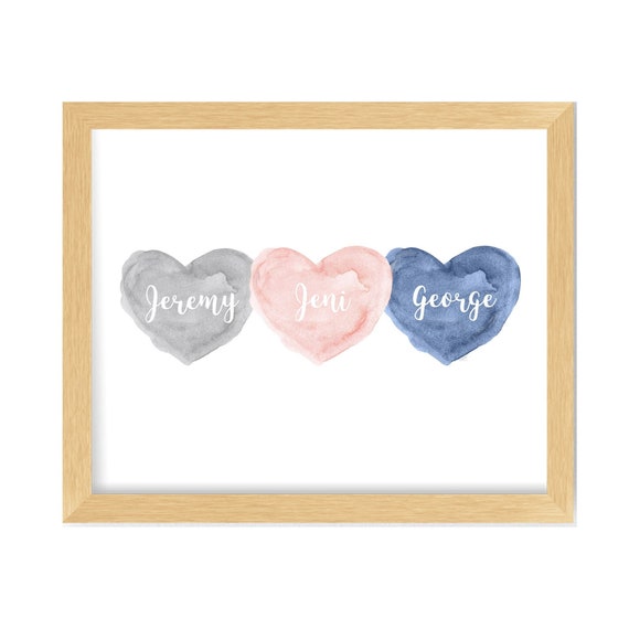 Blush and Navy Nursery Gift for Brother and Sister Gift; 8x10 Personalized Print