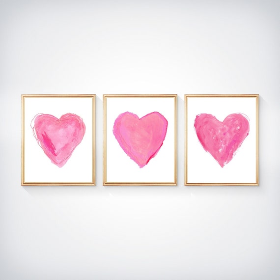 Artistic Bright Pink Heart Prints