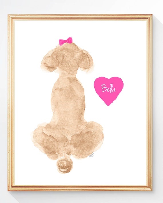 Poodle with Bow Personalized Print