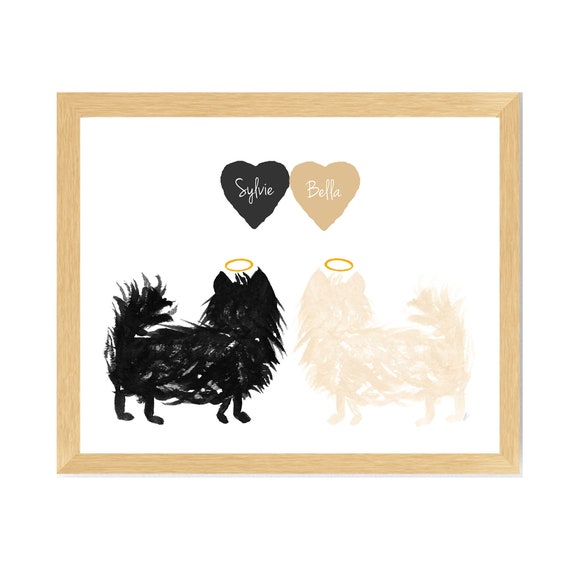 Pomeranian Dog Loss Gift, Personalized Double Pomeranian Art Print for Pet Lover