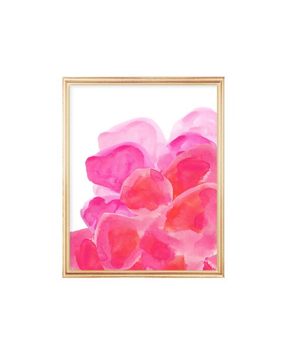 Hot Pink Floral Art, Pink Floral Print, Pink Abstract Flower Painting, Hot Pink Wall Art, Pink Botanical Print, Hot Pink Watercolor Flowers