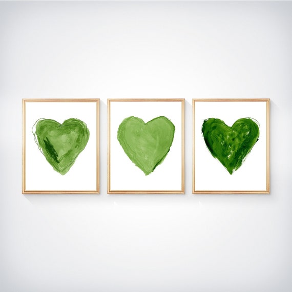 Emerald Green Heart Print Set