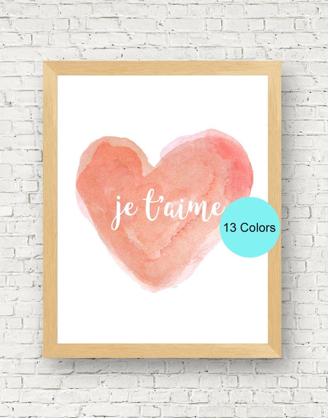 Je T'aime Art Print Coral Nursery Print Baby Nursery | Etsy