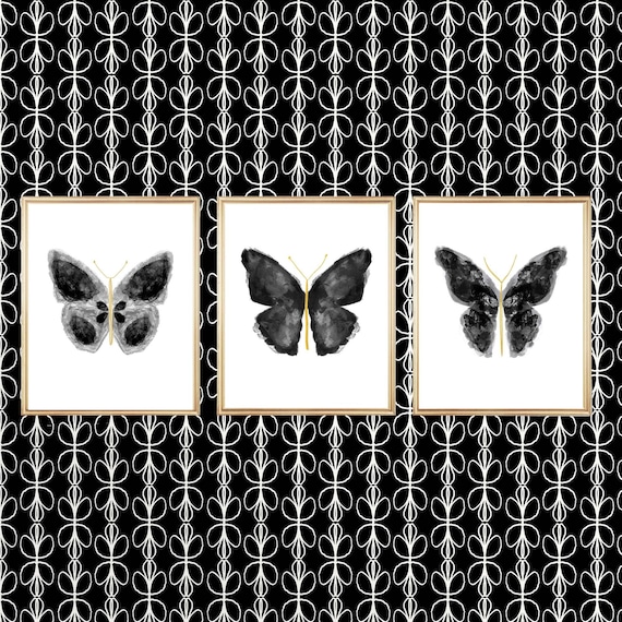 Dramatic Black Butterfly Prints