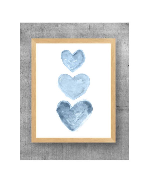 Denim Blue Hearts Nursery Print