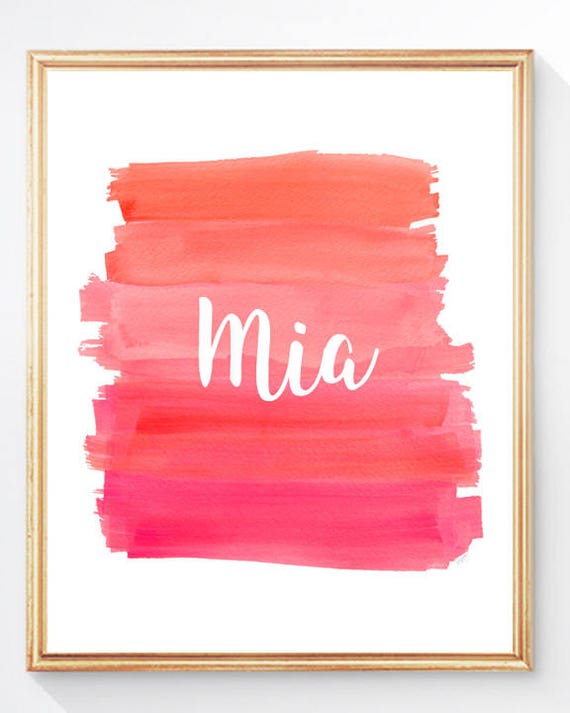 Pink And Orange Art Hot Pink And Orange Girls Room Decor Ombre Dip Dyed Art Personalized Watercolor Print 8x10 Pink And Orange Decor