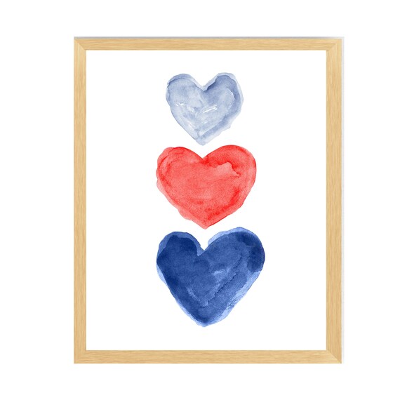 Navy Heart Print, Indigo Wall Decor, Midnight Blue Decor