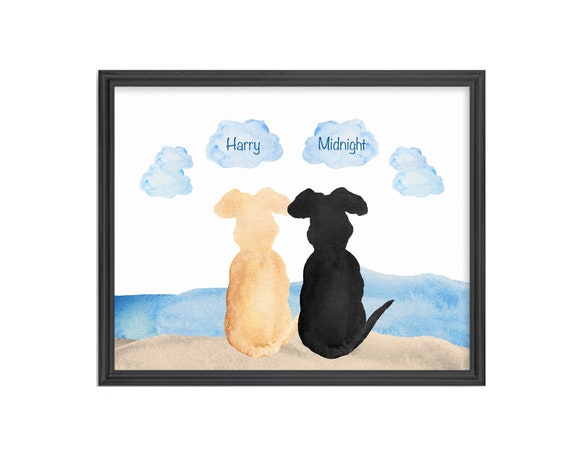 Dogs at Beach Memorial Gift, 8x10 Personalized Pet Print