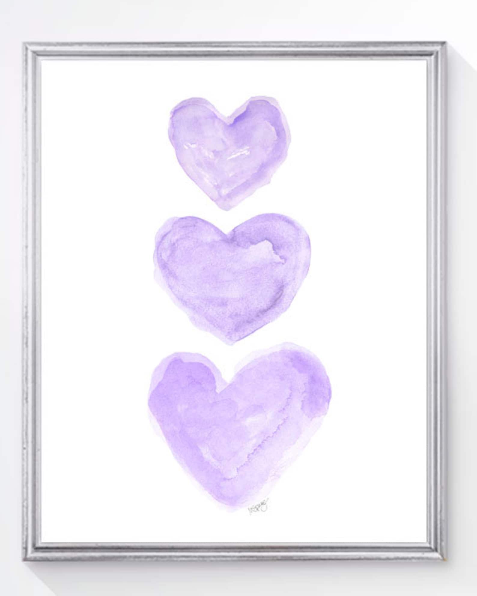 Girls Hot Pink Wall Decor Hot Pink Art Watercolor Heart Art Etsy