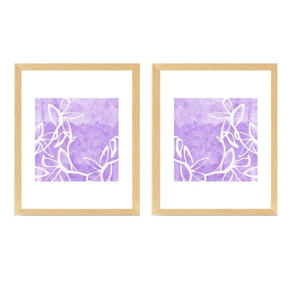 Lavender Botanical  Artwork 8x10, 11x14: Set of 2 Mirrored Prints