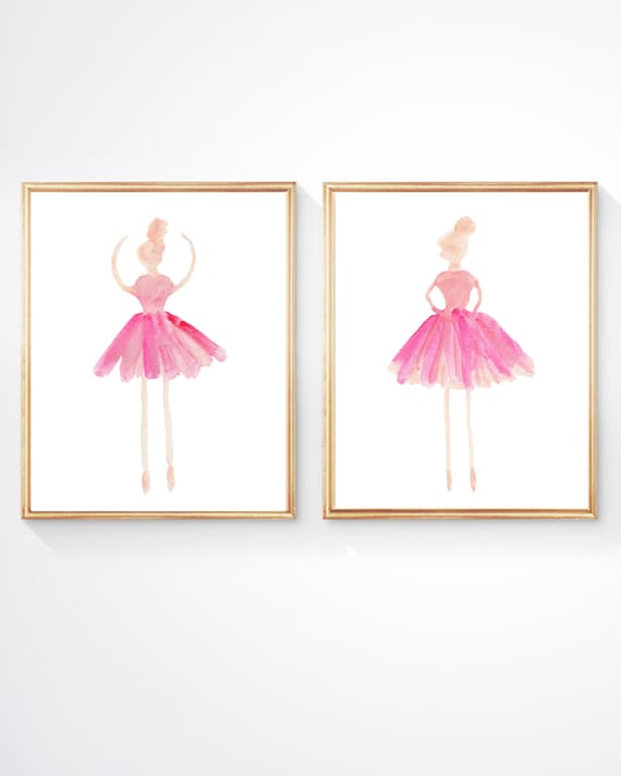 Ballerina Watercolor Artwork, Set of 2
