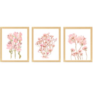 Blush Wildflower Prints, Blush Wall Decor, Wildflower Bouquet Print ...