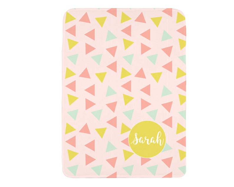 Girl Baby Blanket Blush and Mint Baby Blanket Girls Baby Blanket Triangle Geometric Pattern Baby Girl Gift Coral and Mint Girls Blanket