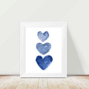 Navy Heart Print, Indigo Wall Decor, Midnight Blue Decor, Navy Blue Wall Art, Nautical Wall Decor, Navy Blue Painting, Blue Heart Print image 8