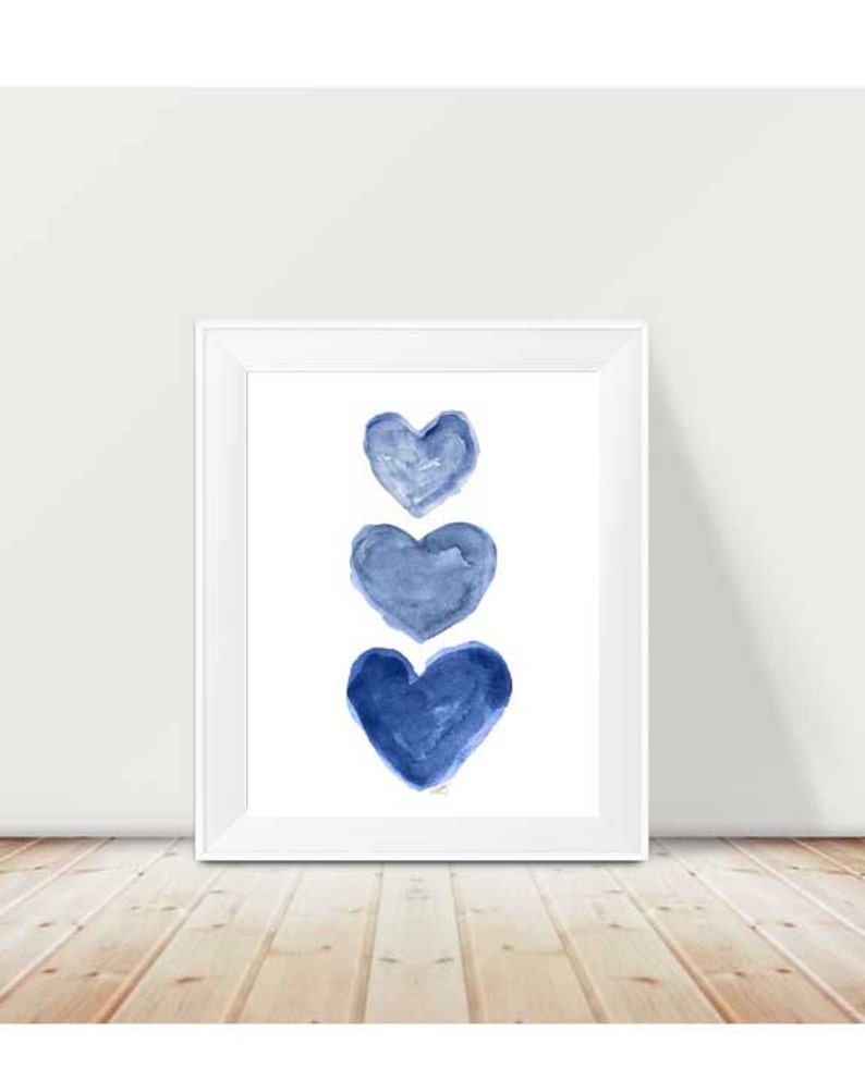 Navy Heart Print, Indigo Wall Decor, Midnight Blue Decor, Navy Blue Wall Art, Nautical Wall Decor, Navy Blue Painting, Blue Heart Print image 8