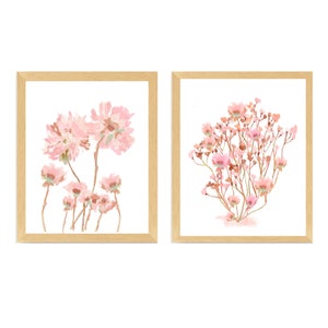 Blush Wildflower Prints, Blush Wall Decor, Wildflower Bouquet Print ...