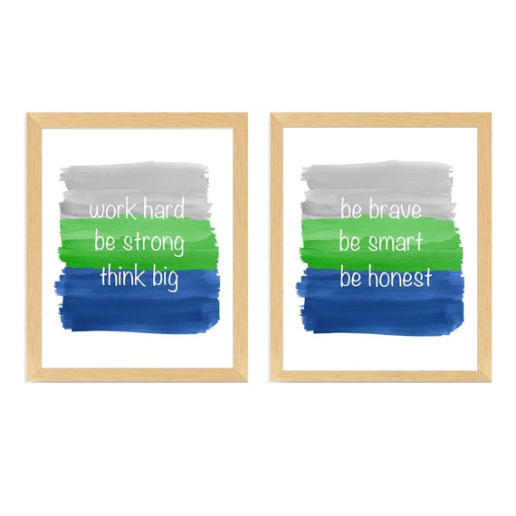 Quotes for Boys Room, Set of 2 Inspirational Watercolor Prints