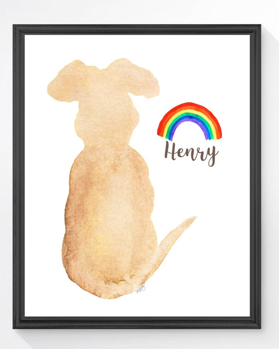 Dog Remembrance Gift, Personalized Rainbow Bridge Print in 5x7 or 8x10