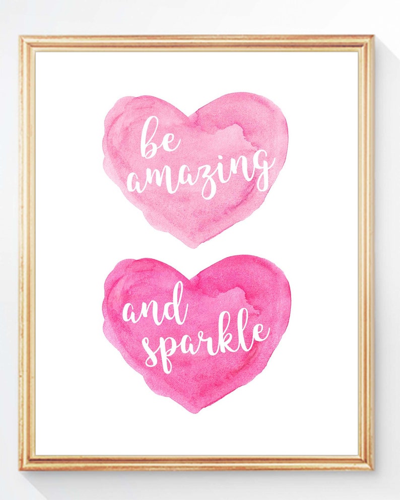 Hot Pink and Gold Wall Art Be Kind Work Hard Think Big Set Etsy