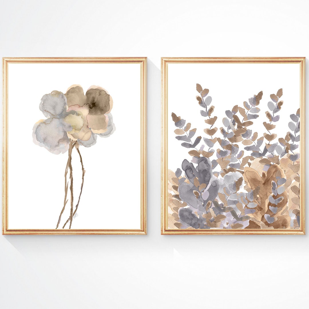 Gold and Silver Wall Decor, Set of 2 Prints, Farmhouse Wall Decor, Gold