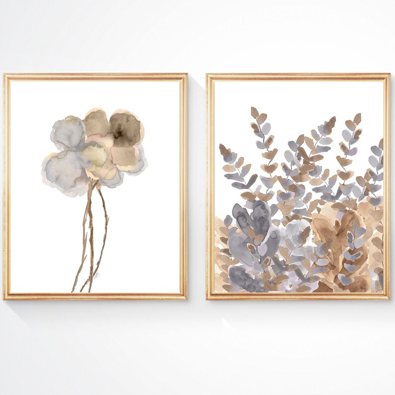 Gold and Silver Wall Decor Set of 2 Prints Living Room Art Etsy