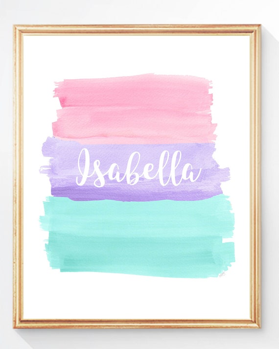 Pastel Bedroom Decor, Girls Personalized Name Print