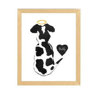 Dog Remembrance Print, Gift Dog Loss Gift, Dog and Halo Sympathy Gift, Dog Memorial Gift, Custom Dog Gift, Pet Loss, Personalized Dog Gift Black and White