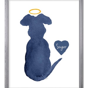 Dog Remembrance Print, Gift Dog Loss Gift, Dog and Halo Sympathy Gift, Dog Memorial Gift, Custom Dog Gift, Pet Loss, Personalized Dog Gift Navy