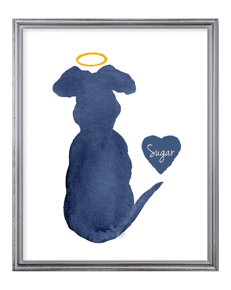 Dog Remembrance Print, Gift Dog Loss Gift, Dog and Halo Sympathy Gift, Dog Memorial Gift, Custom Dog Gift, Pet Loss, Personalized Dog Gift Navy