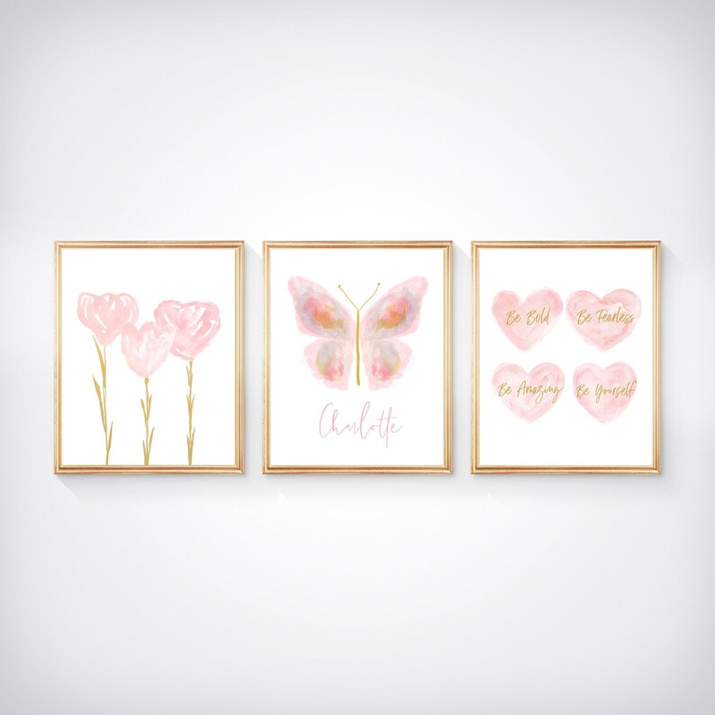 Blush Butterfly Artwork Tween Room Decor Tween Wall Decor Etsy