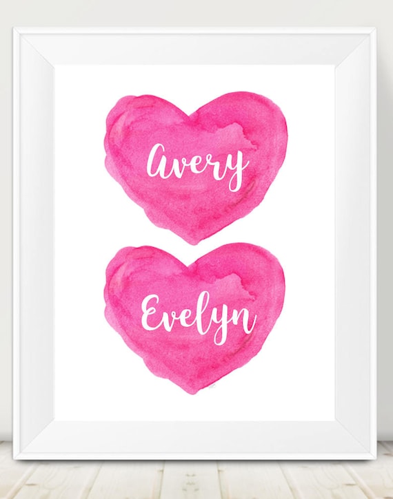 Little Sister Gift, 8x10, 11x14 Personalized Hearts Print